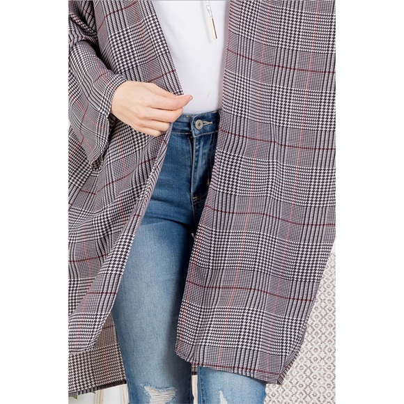 🆕Plaid oversized open front cardigan - Picture 4 of 7